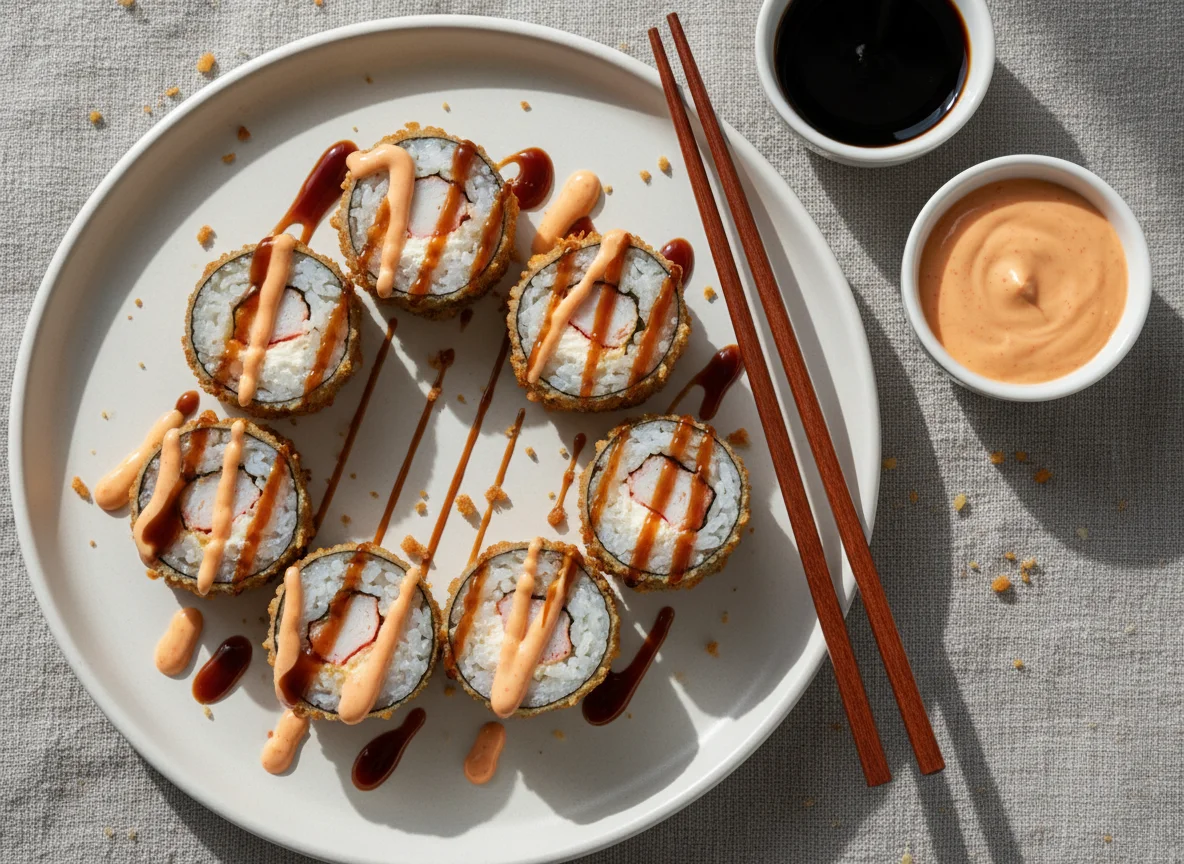 Жареные роллы с крабовым мясом photo