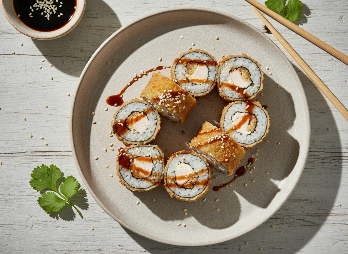 Жареные роллы с курицей и сыром photo