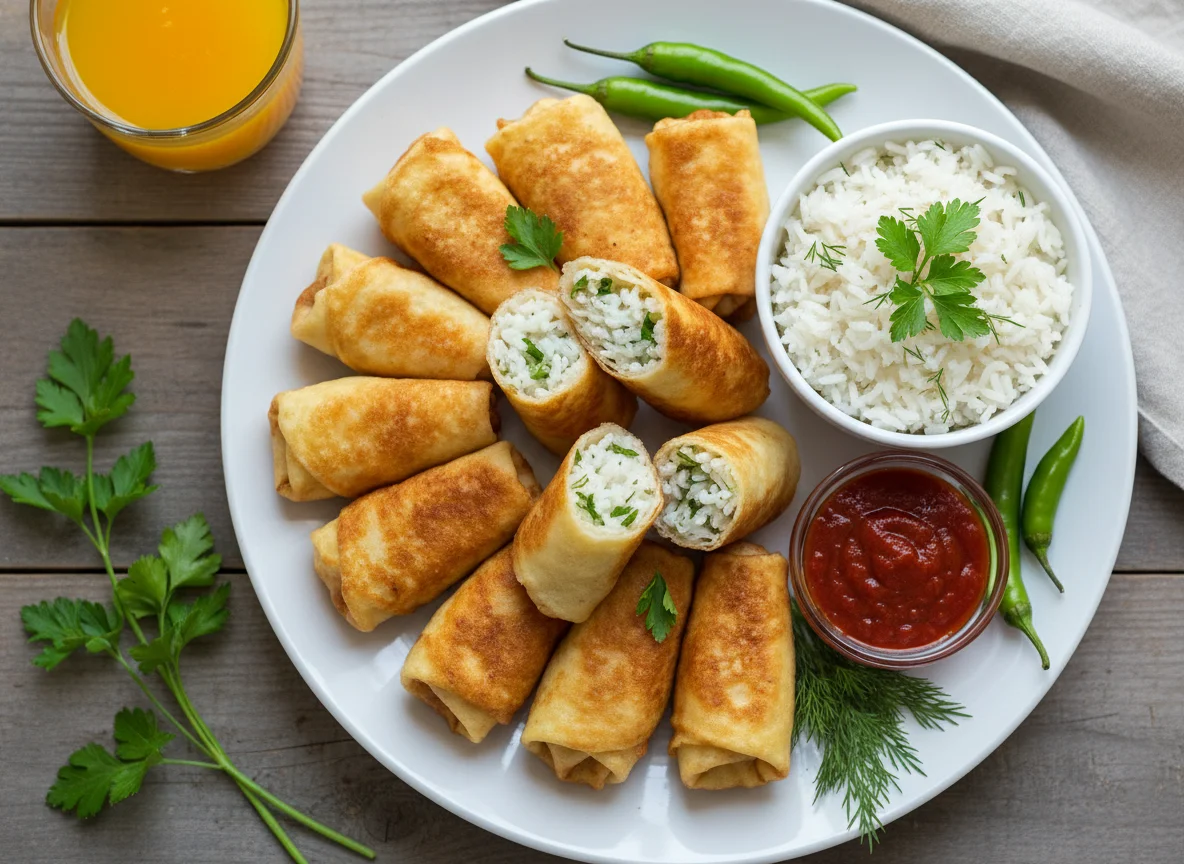 Жареные рулетики с рисом photo