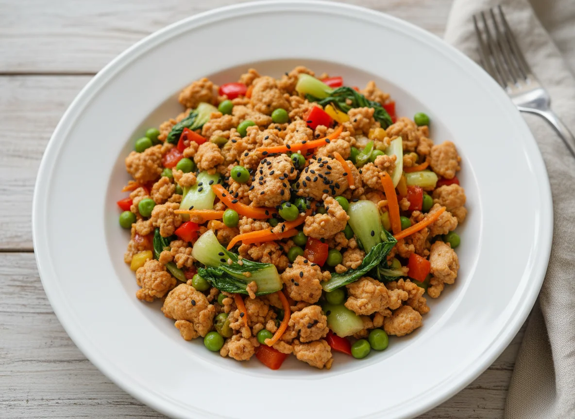 Жареный фарш с овощами photo