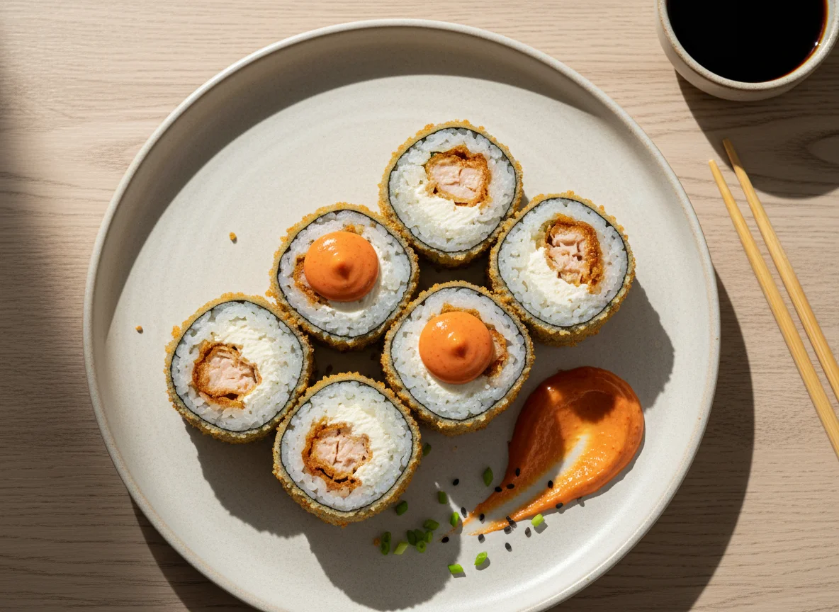 Жареный лосось спайси и сливочный сыр photo