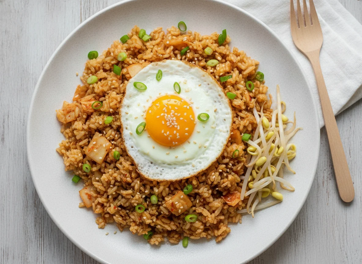 Жареный рис с яйцом и кимчи photo