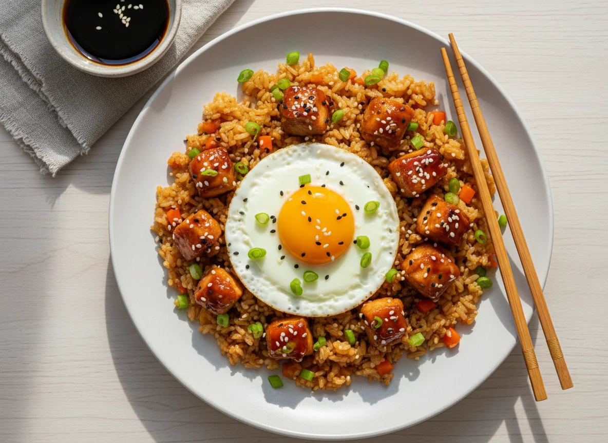 Жареный рис с курицей терияки photo