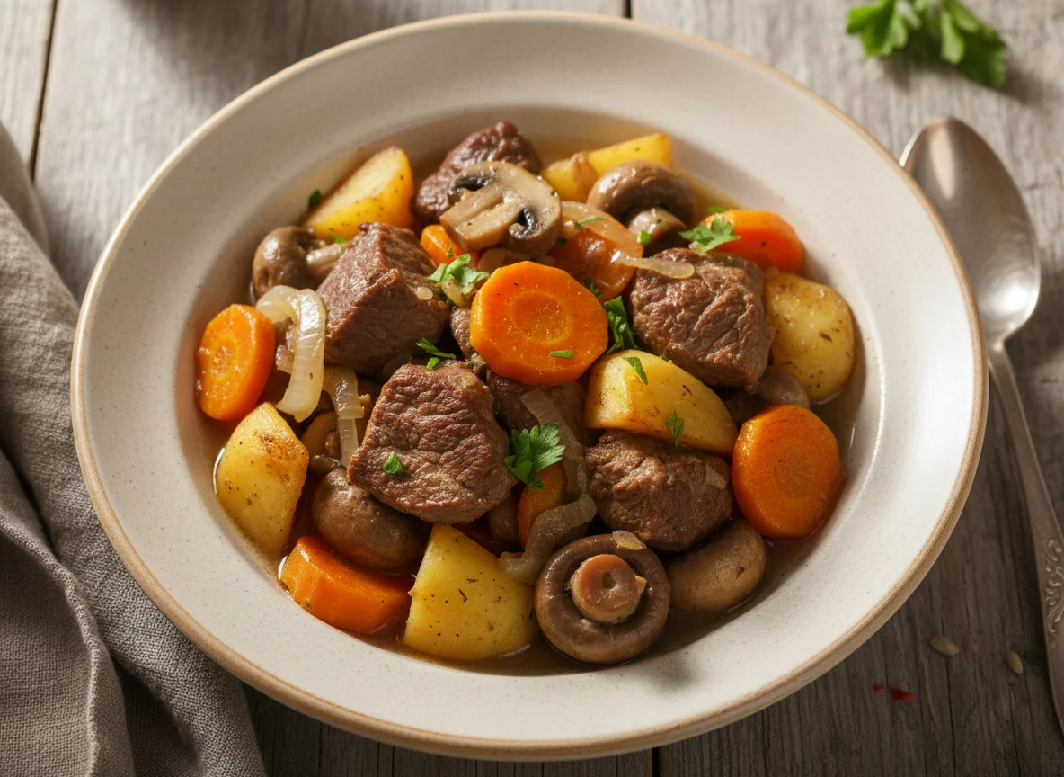 Жаркое из говядины с грибами photo