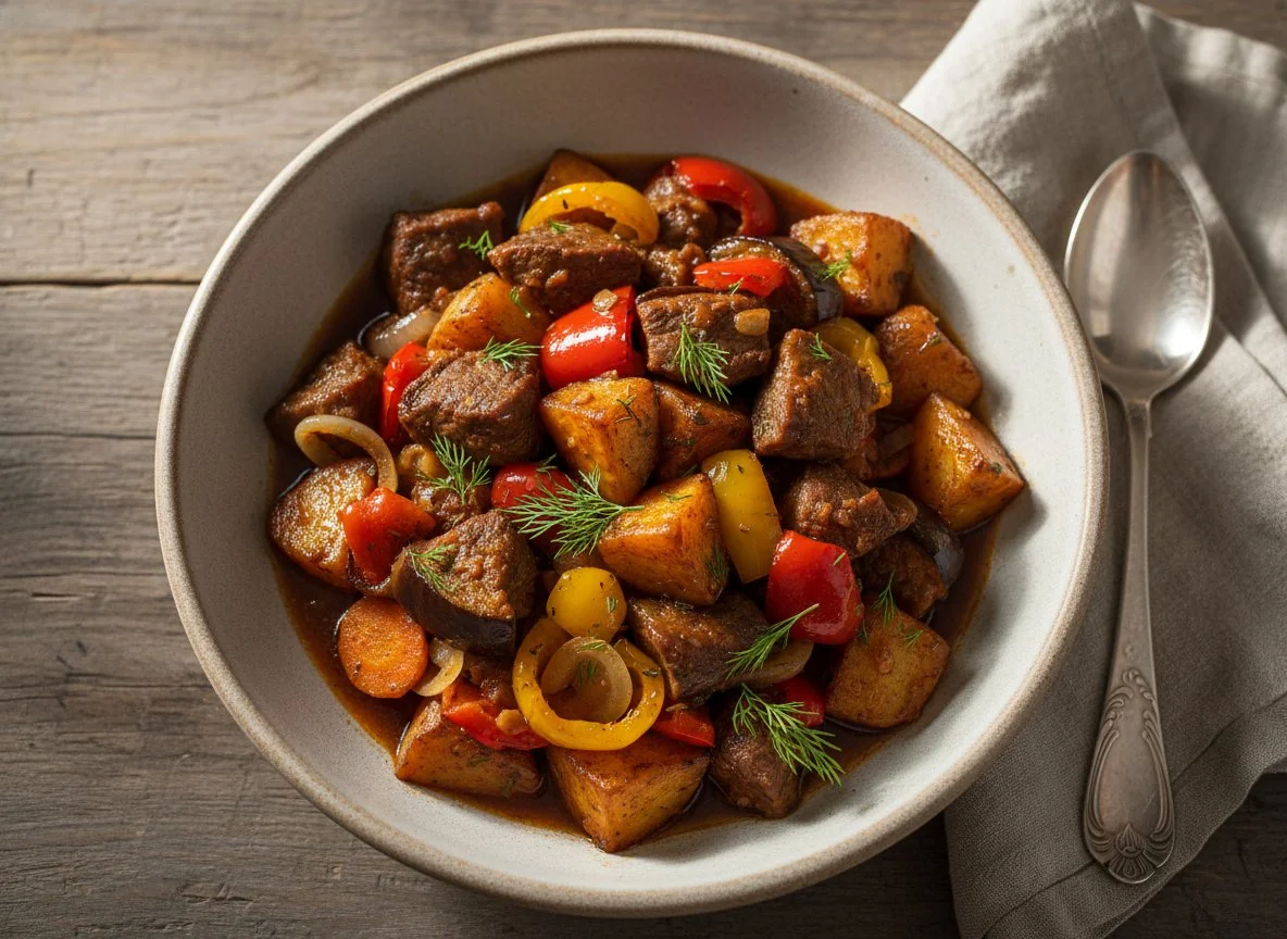 Жаркое из говядины с овощами photo