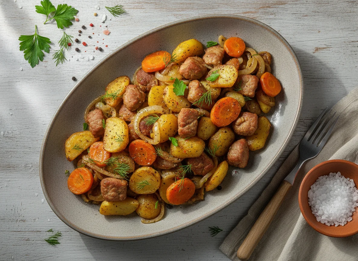 Жаркое из картофеля с мясом и овощами photo