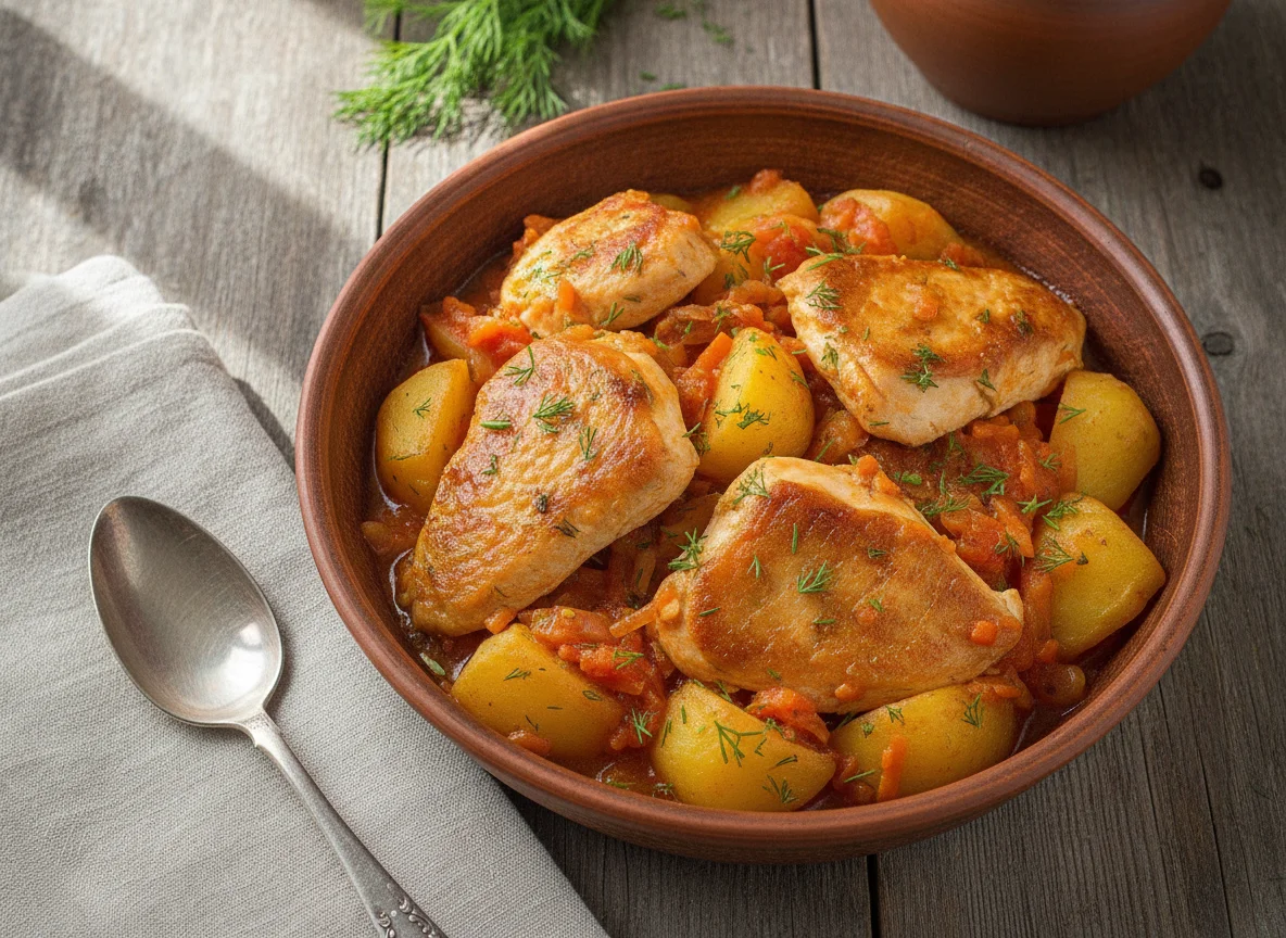 Жаркое из курицы с картофелем photo