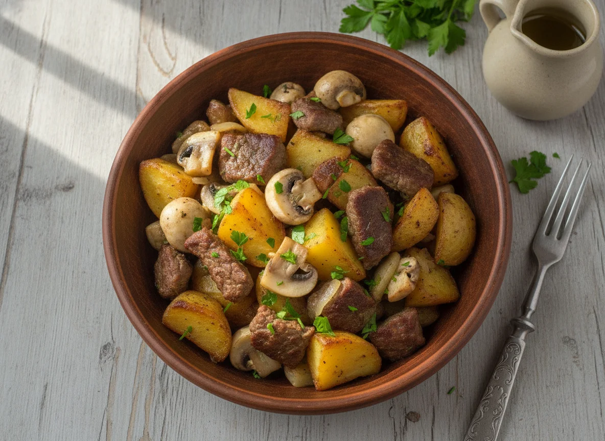 Жаркое с говядиной и грибами photo