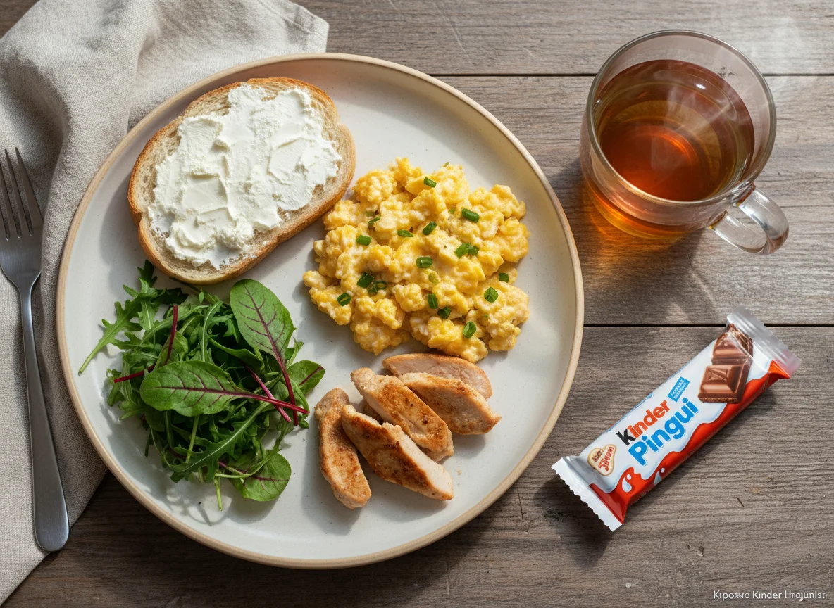 Завтрак с яичницей и индейкой photo