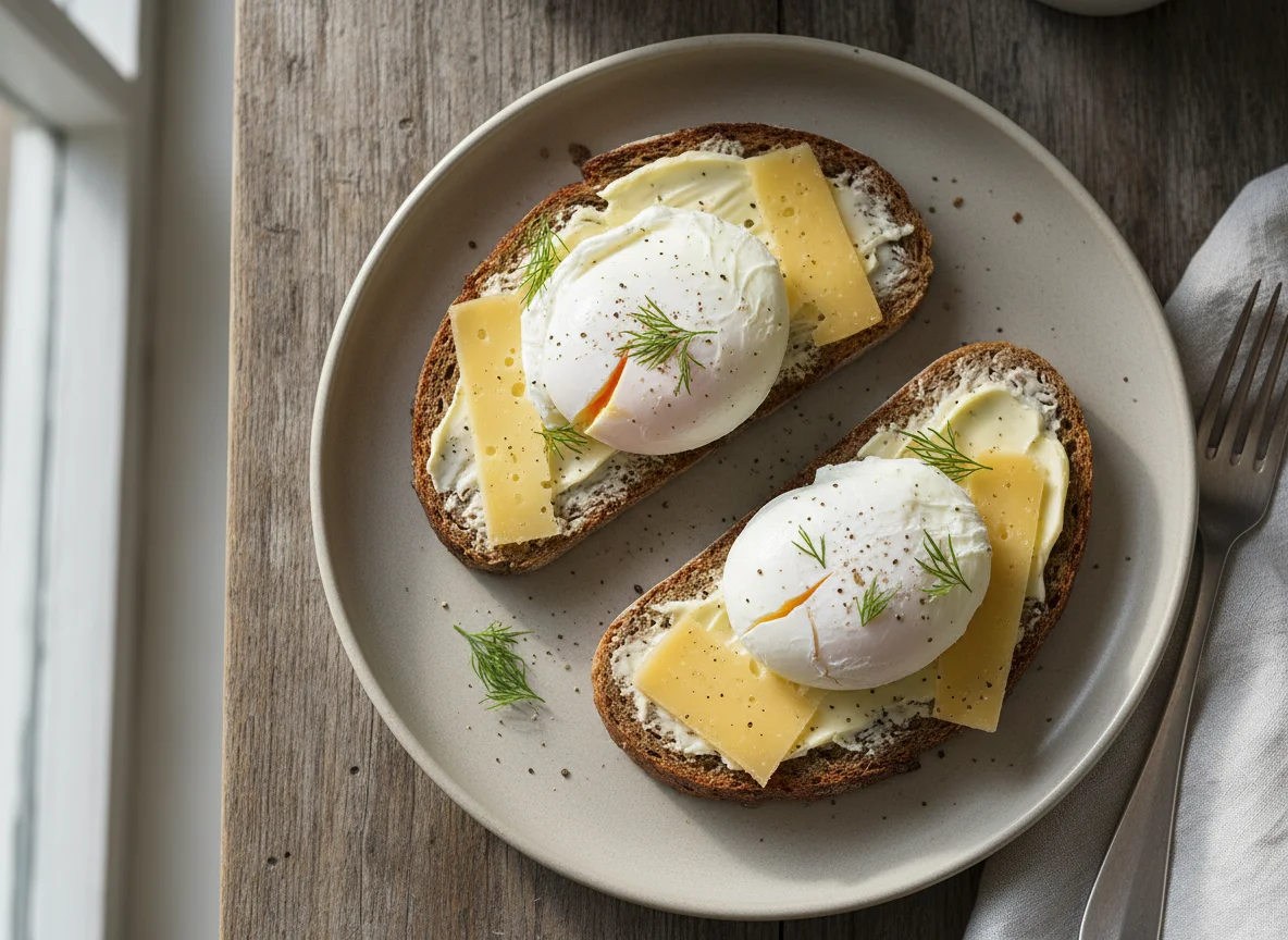Завтрак с яйцами пашот и бутербродом photo
