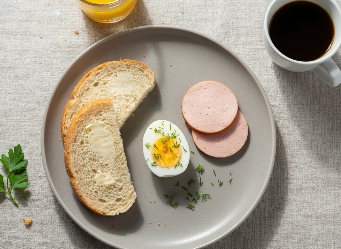 Завтрак с яйцом и бутербродом photo