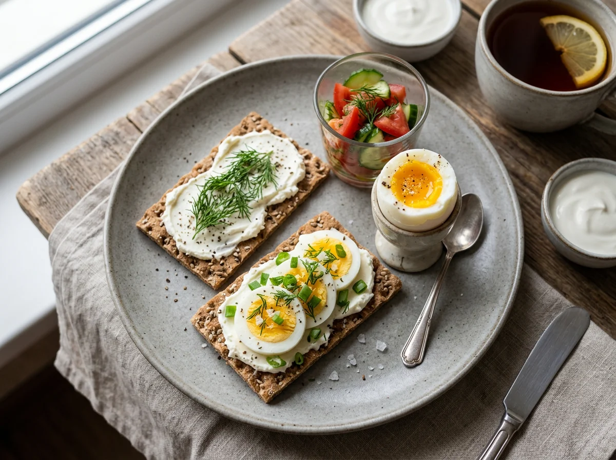 Завтрак с яйцом и хлебцами photo