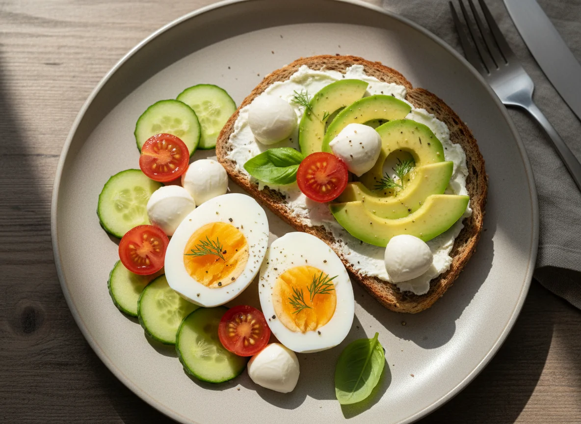 Завтрак с авокадо и яйцами photo