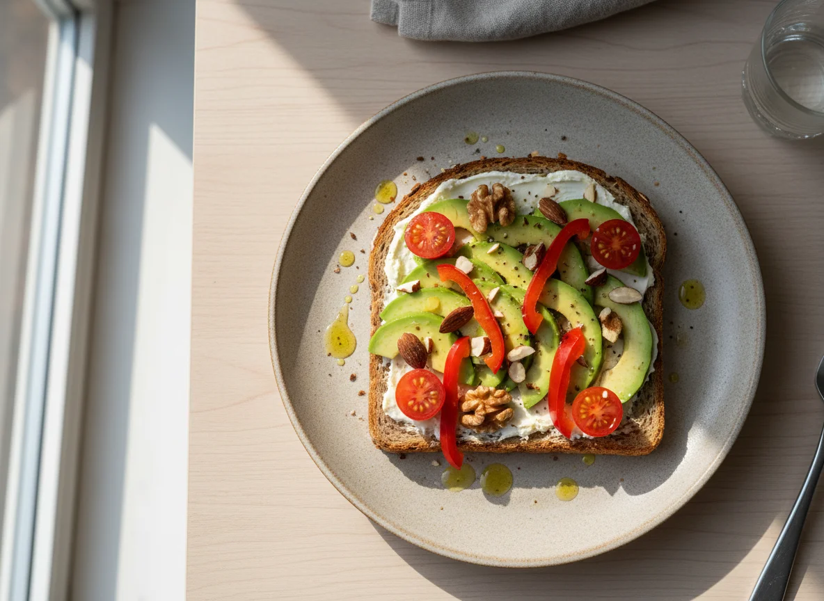 Завтрак с авокадо и тостом photo