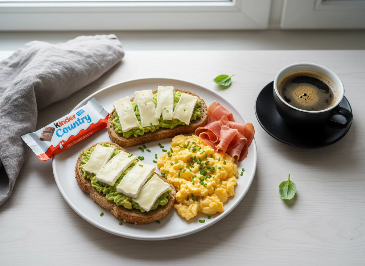 Завтрак с авокадо-тостами, яичницей и прошутто photo