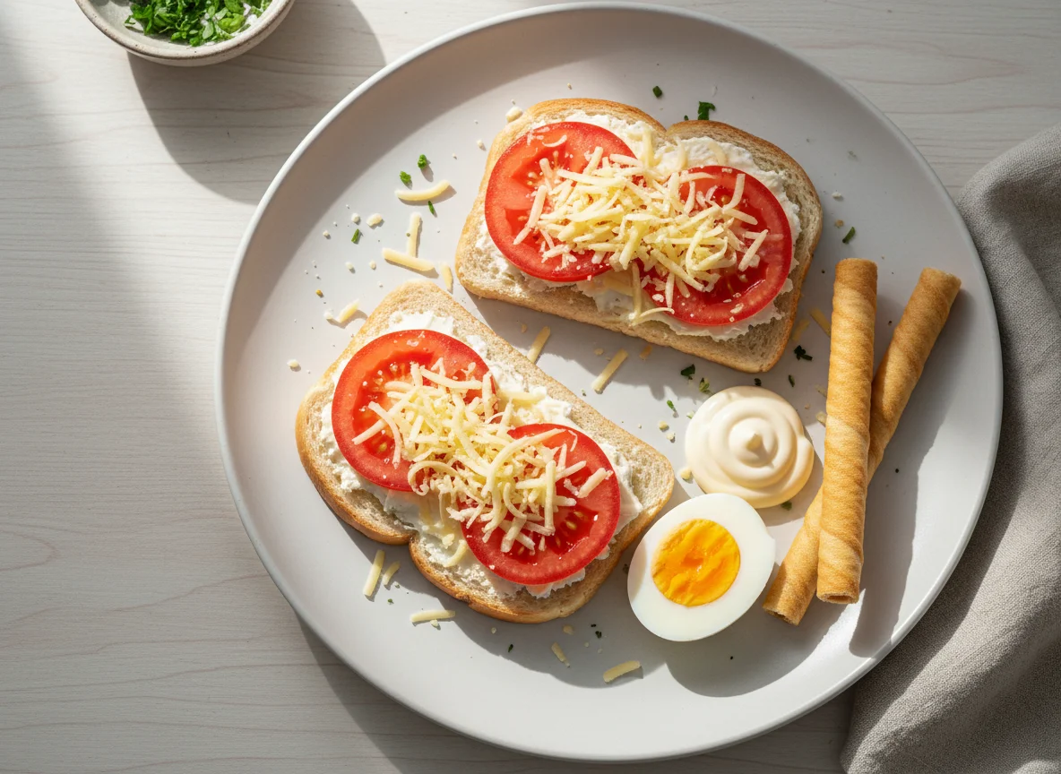 Завтрак с бутербродом и яйцом photo