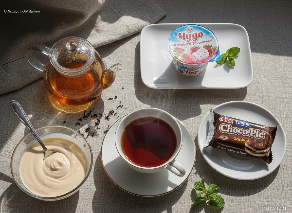 Завтрак с чаем и десертами photo