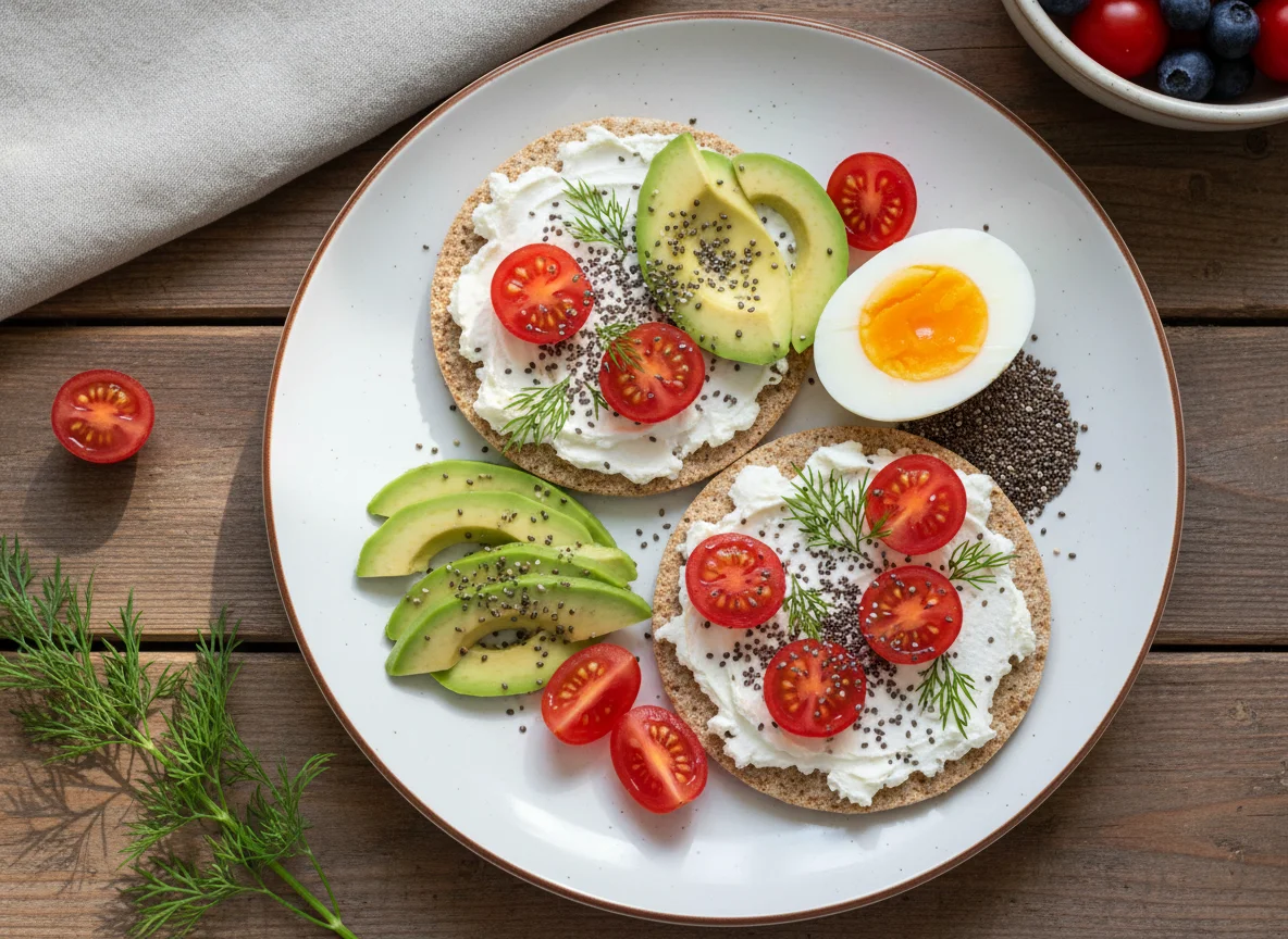 Завтрак с хлебцами и яйцом photo