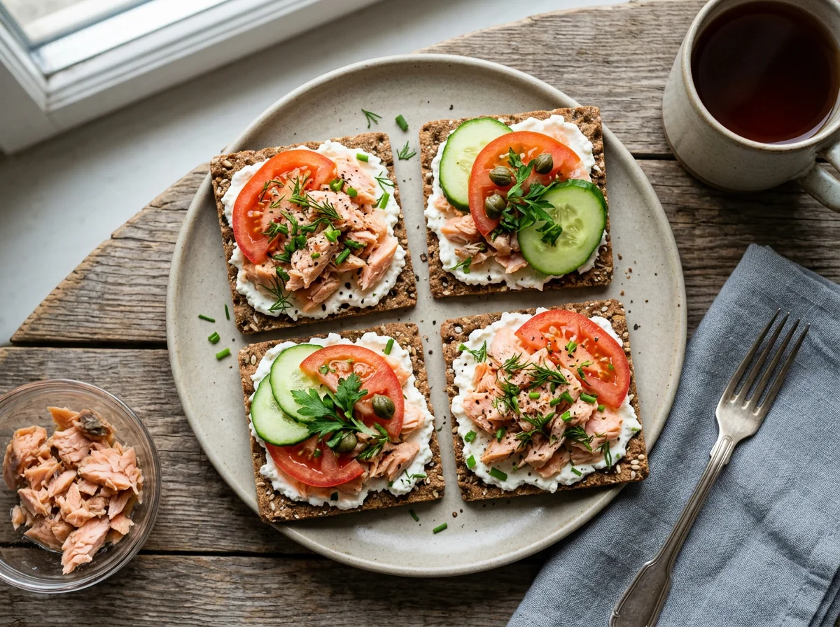 Завтрак с хлебцами и рыбой photo