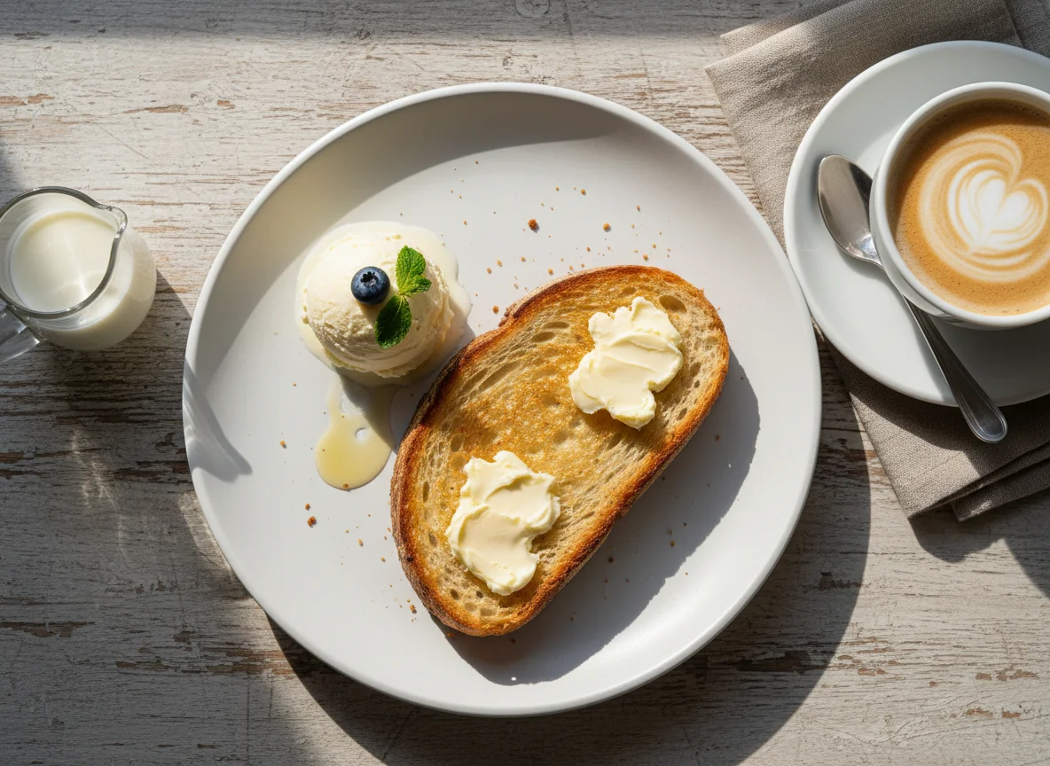 Завтрак с кофе и тостом photo