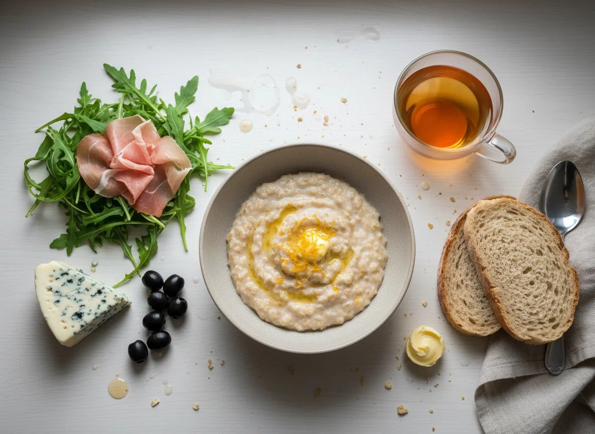 Завтрак с овсянкой и закусками photo