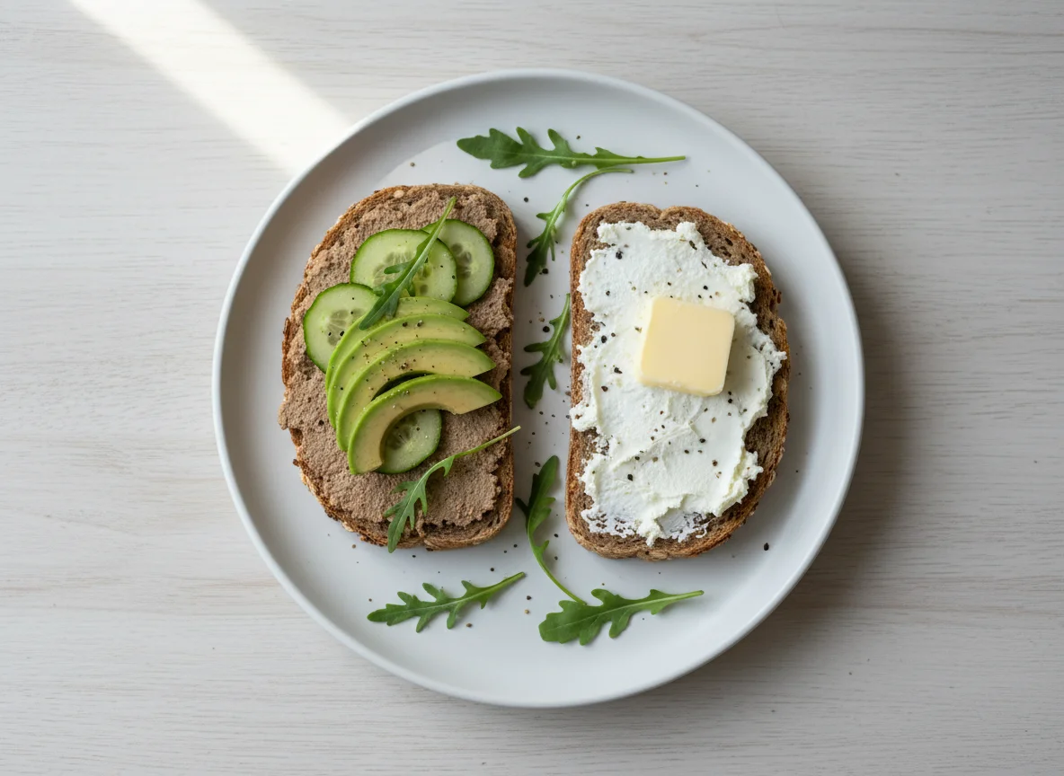 Завтрак с паштетом и авокадо photo