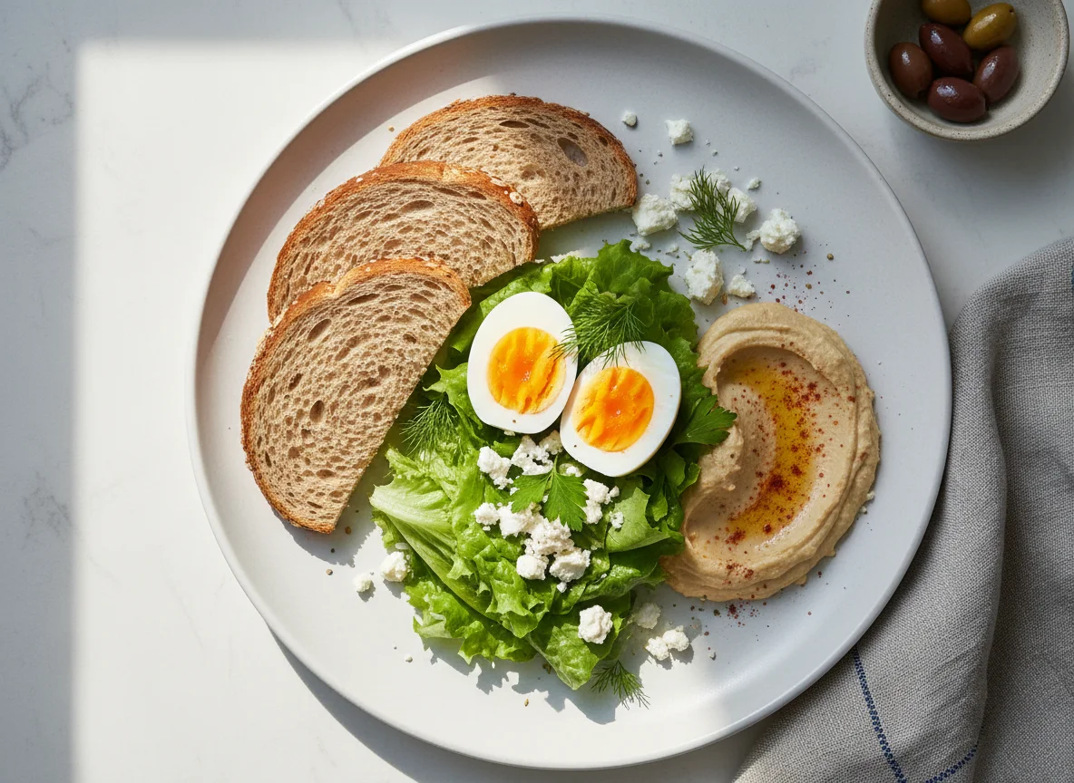 Завтрак с тостами и яйцами photo