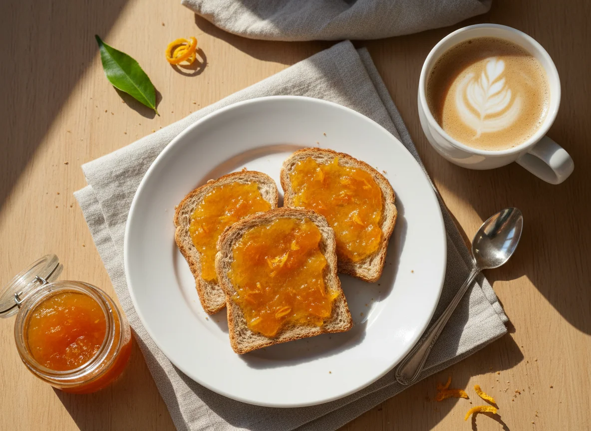 Завтрак с тостами и кофе photo