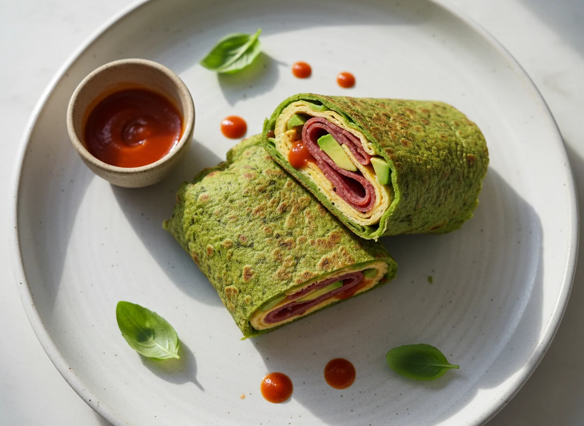 Зеленый лаваш с начинкой photo