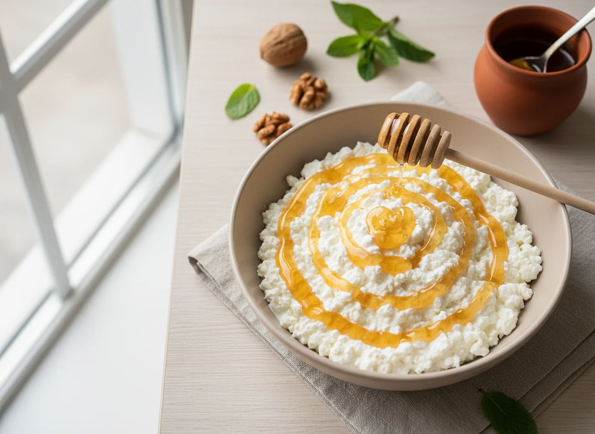 Зерненый творог с медом photo