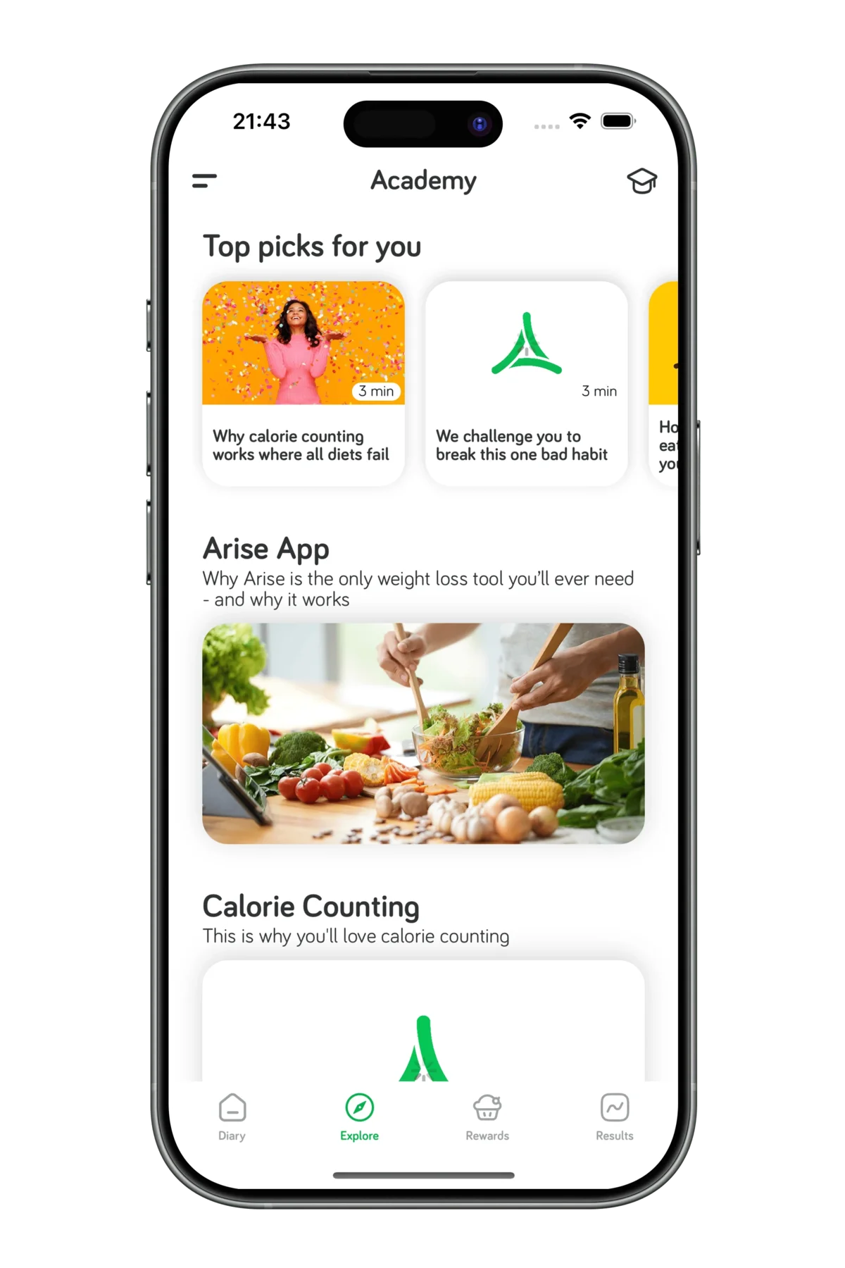 Arise App Food Tracker Adding Meals